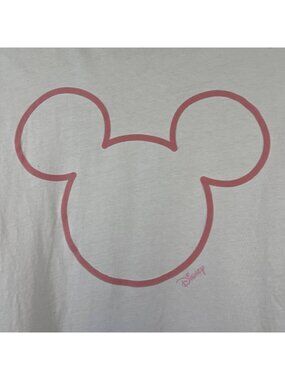 H&M Womens T-Shirt Pink Mickey Mouse Graphic Size XL Cotton Relaxed Fit Pre-Owne